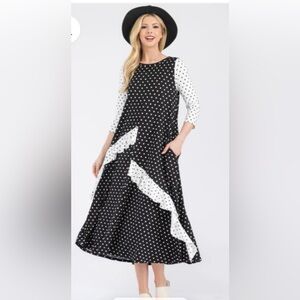 Polka Dot Black Ruffle Dress